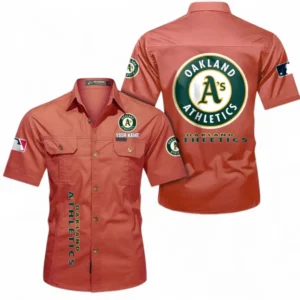 Oakland Athletics Fans Gift Short Sleeved Shirt, All Over Print Short Sleeved Shirt For Sport Fan, Custom Name MLB140072325444-Red