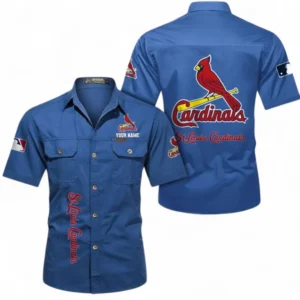 St. Louis Cardinals Fans Gift Short Sleeved Shirt, All Over Print Short Sleeved Shirt For Sport Fan, Custom Name MLB140072325445-Cowboy Blue