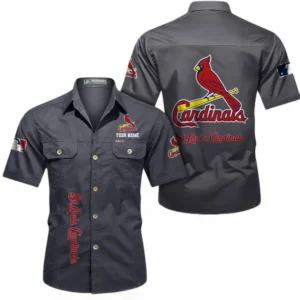 St. Louis Cardinals Fans Gift Short Sleeved Shirt, All Over Print Short Sleeved Shirt For Sport Fan, Custom Name MLB140072325445-Dark Gray
