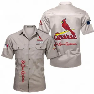 St. Louis Cardinals Fans Gift Short Sleeved Shirt, All Over Print Short Sleeved Shirt For Sport Fan, Custom Name MLB140072325445-Beige