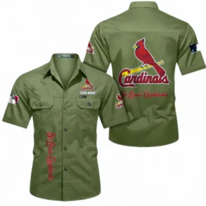St. Louis Cardinals Fans Gift Short Sleeved Shirt, All Over Print Short Sleeved Shirt For Sport Fan, Custom Name MLB140072325445-Fruit Green