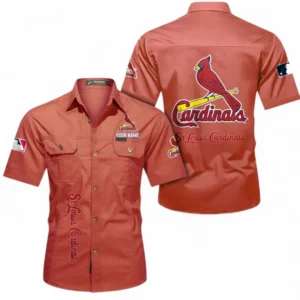 St. Louis Cardinals Fans Gift Short Sleeved Shirt, All Over Print Short Sleeved Shirt For Sport Fan, Custom Name MLB140072325445-Red