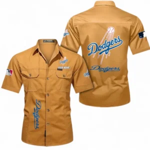 Los Angeles Dodgers Fans Gift Short Sleeved Shirt, All Over Print Short Sleeved Shirt For Sport Fan, Custom Name MLB140072325446-Turmeric