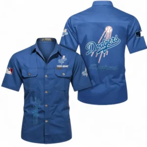 Los Angeles Dodgers Fans Gift Short Sleeved Shirt, All Over Print Short Sleeved Shirt For Sport Fan, Custom Name MLB140072325446-Cowboy Blue