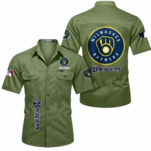 Milwaukee Brewers Fans Gift Short Sleeved Shirt, All Over Print Short Sleeved Shirt For Sport Fan, Custom Name MLB140072325447-Fruit Green