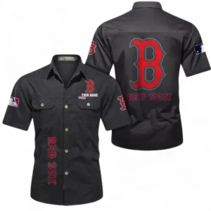 Boston Red Sox Fans Gift Short Sleeved Shirt, All Over Print Short Sleeved Shirt For Sport Fan, Custom Name MLB140072325448-Black