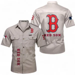 Boston Red Sox Fans Gift Short Sleeved Shirt, All Over Print Short Sleeved Shirt For Sport Fan, Custom Name MLB140072325448-Beige