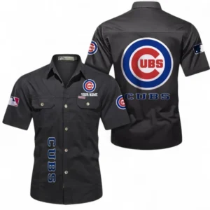 Chicago Cubs Fans Gift Short Sleeved Shirt, All Over Print Short Sleeved Shirt For Sport Fan, Custom Name MLB140072325449-Black