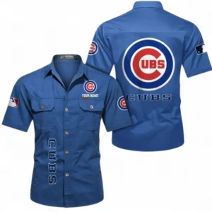 Chicago Cubs Fans Gift Short Sleeved Shirt, All Over Print Short Sleeved Shirt For Sport Fan, Custom Name MLB140072325449-Cowboy Blue
