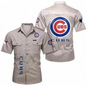 Chicago Cubs Fans Gift Short Sleeved Shirt, All Over Print Short Sleeved Shirt For Sport Fan, Custom Name MLB140072325449-Beige