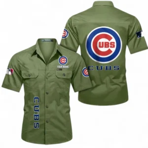 Chicago Cubs Fans Gift Short Sleeved Shirt, All Over Print Short Sleeved Shirt For Sport Fan, Custom Name MLB140072325449-Fruit Green