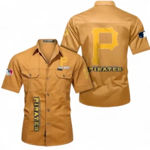 Pittsburgh Pirates Fans Gift Short Sleeved Shirt, All Over Print Short Sleeved Shirt For Sport Fan, Custom Name MLB140072325450-Turmeric