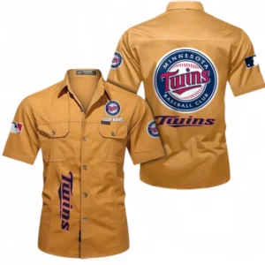 Minnesota Twins Fans Gift Short Sleeved Shirt, All Over Print Short Sleeved Shirt For Sport Fan, Custom Name MLB140072325451-Turmeric