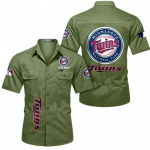 Minnesota Twins Fans Gift Short Sleeved Shirt, All Over Print Short Sleeved Shirt For Sport Fan, Custom Name MLB140072325451-Fruit Green
