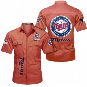 Minnesota Twins Fans Gift Short Sleeved Shirt, All Over Print Short Sleeved Shirt For Sport Fan, Custom Name MLB140072325451-Red