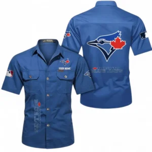 Toronto Blue Jays Fans Gift Short Sleeved Shirt, All Over Print Short Sleeved Shirt For Sport Fan, Custom Name MLB140072325453-Cowboy Blue