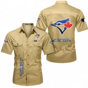 Toronto Blue Jays Fans Gift Short Sleeved Shirt, All Over Print Short Sleeved Shirt For Sport Fan, Custom Name MLB140072325453-Khaki