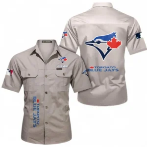 Toronto Blue Jays Fans Gift Short Sleeved Shirt, All Over Print Short Sleeved Shirt For Sport Fan, Custom Name MLB140072325453-Beige