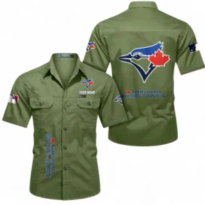 Toronto Blue Jays Fans Gift Short Sleeved Shirt, All Over Print Short Sleeved Shirt For Sport Fan, Custom Name MLB140072325453-Fruit Green