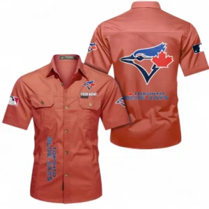 Toronto Blue Jays Fans Gift Short Sleeved Shirt, All Over Print Short Sleeved Shirt For Sport Fan, Custom Name MLB140072325453-Red