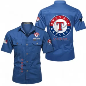 Texas Rangers Fans Gift Short Sleeved Shirt, All Over Print Short Sleeved Shirt For Sport Fan, Custom Name MLB140072325454-Cowboy Blue