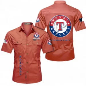 Texas Rangers Fans Gift Short Sleeved Shirt, All Over Print Short Sleeved Shirt For Sport Fan, Custom Name MLB140072325454-Red