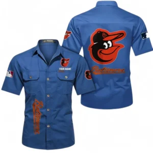 Baltimore Orioles Fans Gift Short Sleeved Shirt, All Over Print Short Sleeved Shirt For Sport Fan, Custom Name MLB140072325455-Cowboy Blue