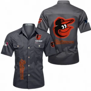 Baltimore Orioles Fans Gift Short Sleeved Shirt, All Over Print Short Sleeved Shirt For Sport Fan, Custom Name MLB140072325455-Dark Gray