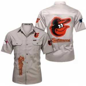 Baltimore Orioles Fans Gift Short Sleeved Shirt, All Over Print Short Sleeved Shirt For Sport Fan, Custom Name MLB140072325455-Beige