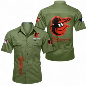 Baltimore Orioles Fans Gift Short Sleeved Shirt, All Over Print Short Sleeved Shirt For Sport Fan, Custom Name MLB140072325455-Fruit Green