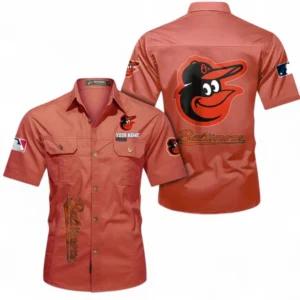 Baltimore Orioles Fans Gift Short Sleeved Shirt, All Over Print Short Sleeved Shirt For Sport Fan, Custom Name MLB140072325455-Red