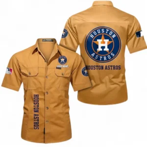 Houston Astros Fans Gift Short Sleeved Shirt, All Over Print Short Sleeved Shirt For Sport Fan, Custom Name MLB140072325457-Turmeric