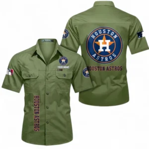 Houston Astros Fans Gift Short Sleeved Shirt, All Over Print Short Sleeved Shirt For Sport Fan, Custom Name MLB140072325457-Fruit Green