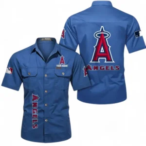 Los Angeles Angels Fans Gift Short Sleeved Shirt, All Over Print Short Sleeved Shirt For Sport Fan, Custom Name MLB140072325458-Cowboy Blue
