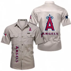Los Angeles Angels Fans Gift Short Sleeved Shirt, All Over Print Short Sleeved Shirt For Sport Fan, Custom Name MLB140072325458-Beige