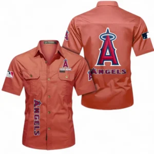 Los Angeles Angels Fans Gift Short Sleeved Shirt, All Over Print Short Sleeved Shirt For Sport Fan, Custom Name MLB140072325458-Red