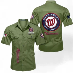 Washington Nationals Fans Gift Short Sleeved Shirt, All Over Print Short Sleeved Shirt For Sport Fan, Custom Name MLB140072325459-Fruit Green