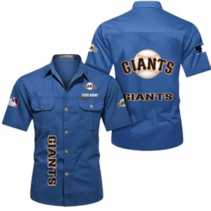 San Francisco Giants Fans Gift Short Sleeved Shirt, All Over Print Short Sleeved Shirt For Sport Fan, Custom Name MLB140072325460-Cowboy Blue