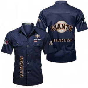 San Francisco Giants Fans Gift Short Sleeved Shirt, All Over Print Short Sleeved Shirt For Sport Fan, Custom Name MLB140072325460-Dark Blue