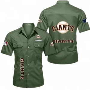 San Francisco Giants Fans Gift Short Sleeved Shirt, All Over Print Short Sleeved Shirt For Sport Fan, Custom Name MLB140072325460-Army Green