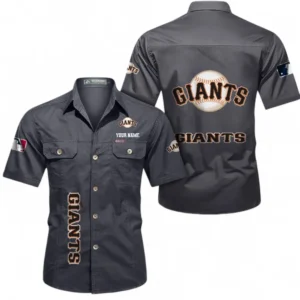 San Francisco Giants Fans Gift Short Sleeved Shirt, All Over Print Short Sleeved Shirt For Sport Fan, Custom Name MLB140072325460-Dark Gray