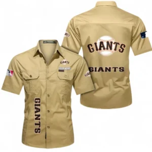 San Francisco Giants Fans Gift Short Sleeved Shirt, All Over Print Short Sleeved Shirt For Sport Fan, Custom Name MLB140072325460-Khaki