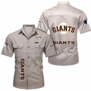 San Francisco Giants Fans Gift Short Sleeved Shirt, All Over Print Short Sleeved Shirt For Sport Fan, Custom Name MLB140072325460-Beige