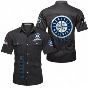 Seattle Mariners Fans Gift Short Sleeved Shirt, All Over Print Short Sleeved Shirt For Sport Fan, Custom Name MLB140072325461-Black