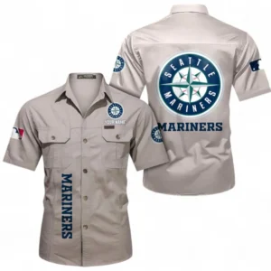 Seattle Mariners Fans Gift Short Sleeved Shirt, All Over Print Short Sleeved Shirt For Sport Fan, Custom Name MLB140072325461-Beige