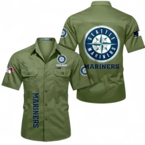 Seattle Mariners Fans Gift Short Sleeved Shirt, All Over Print Short Sleeved Shirt For Sport Fan, Custom Name MLB140072325461-Fruit Green