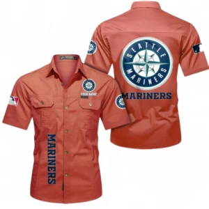 Seattle Mariners Fans Gift Short Sleeved Shirt, All Over Print Short Sleeved Shirt For Sport Fan, Custom Name MLB140072325461-Red
