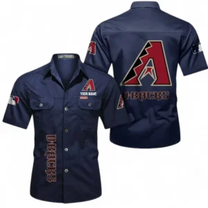 Arizona Diamondbacks Fans Gift Short Sleeved Shirt, All Over Print Short Sleeved Shirt For Sport Fan, Custom Name MLB140072325462-Dark Blue