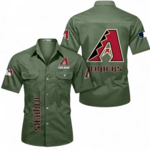Arizona Diamondbacks Fans Gift Short Sleeved Shirt, All Over Print Short Sleeved Shirt For Sport Fan, Custom Name MLB140072325462-Army Green