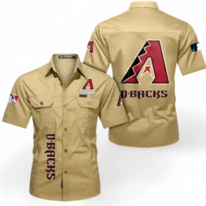 Arizona Diamondbacks Fans Gift Short Sleeved Shirt, All Over Print Short Sleeved Shirt For Sport Fan, Custom Name MLB140072325462-Khaki